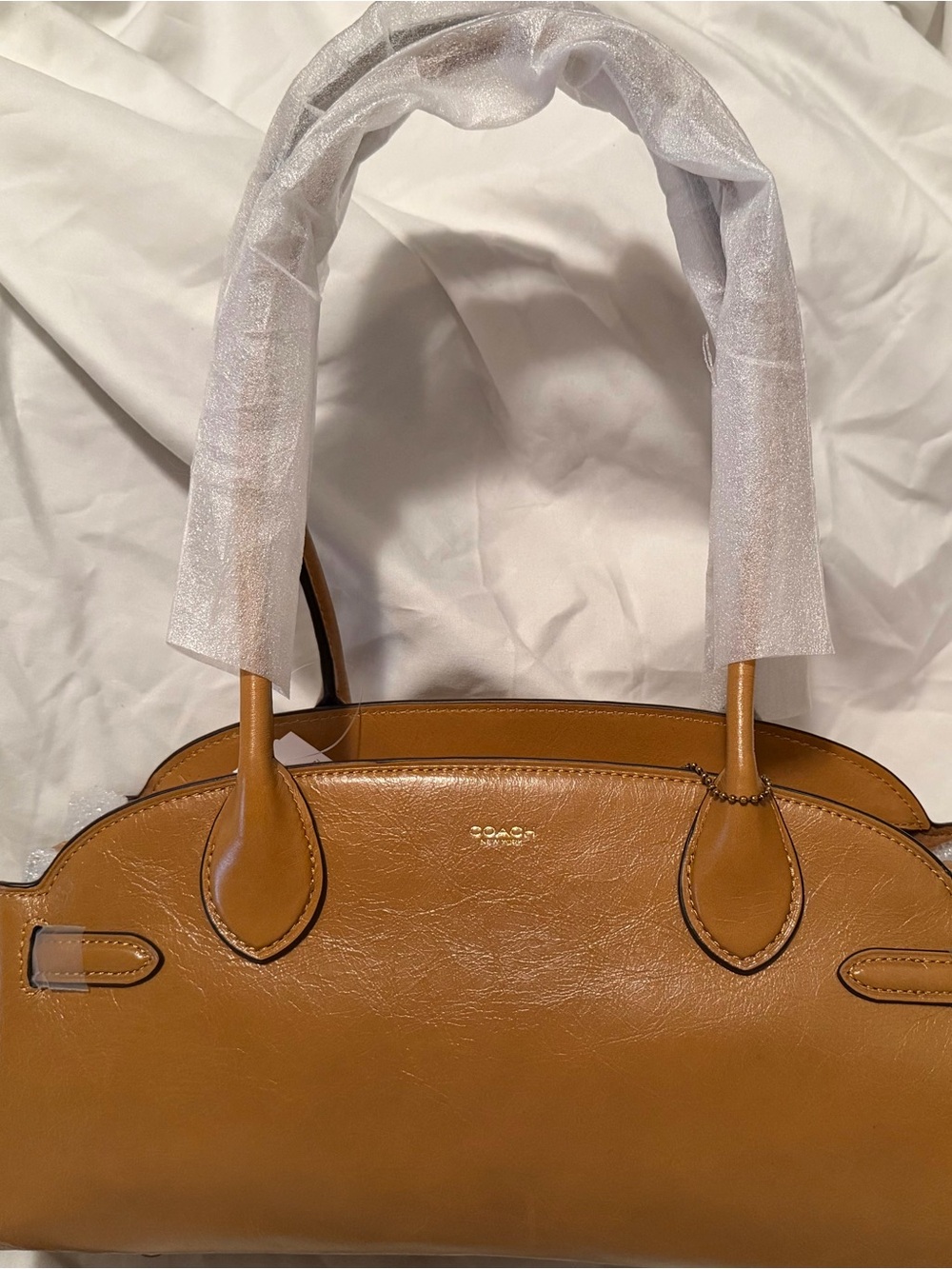 Coach Empire 34 in Crinkle Honey Brown Leather